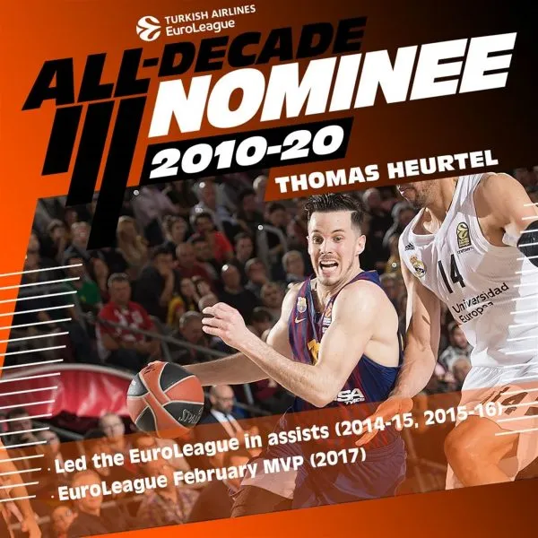 Euroleague: Thomas Heurtel nominé pour être all-star de la décade