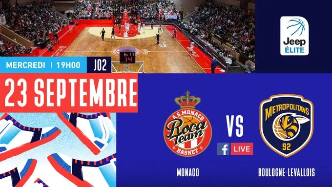 Ce soir, Monaco vs Boulogne-Levallois et Nanterre vs Bourg sur Facebook Live