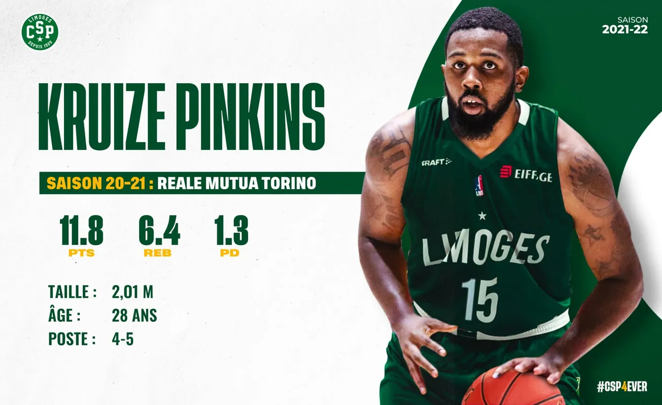 Arrivé de deuxième division italienne, l’intérieur américain Kruize Pinkins renforce le Limoges CSP